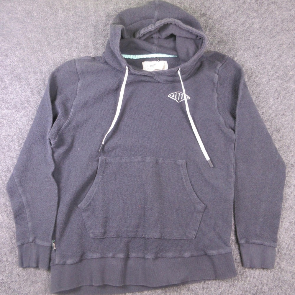 Jetty Hoodie Mens Medium Gray Terry Knit Fleece Pullover Kangaroo Pocket Logo